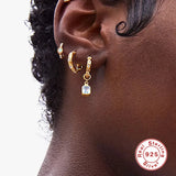 925 Silver Opal Hoop Earrings with CZ Inlay