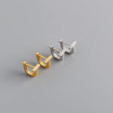 925 Silver CZ T-shaped Earrings Women Hoop Jewelry