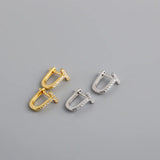 925 Silver CZ T-shaped Earrings Women Hoop Jewelry