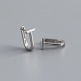 925 Silver CZ T-shaped Earrings Women Hoop Jewelry