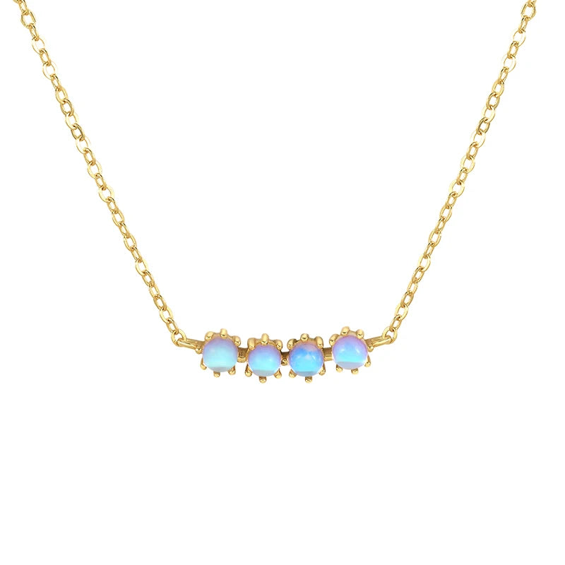 Moonstone Necklace 925 Sterling Silver Long Chain Wedding