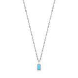 925 Silver Turquoise Square Pendant Necklace
