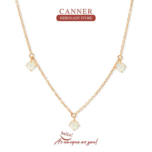 Opal Necklace 925 Sterling Silver Crystal Collier Long Chain Fine Jewelry