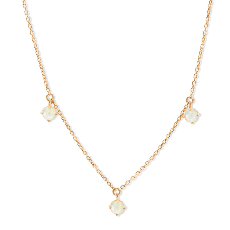 Opal Necklace 925 Sterling Silver Crystal Collier Long Chain Fine Jewelry
