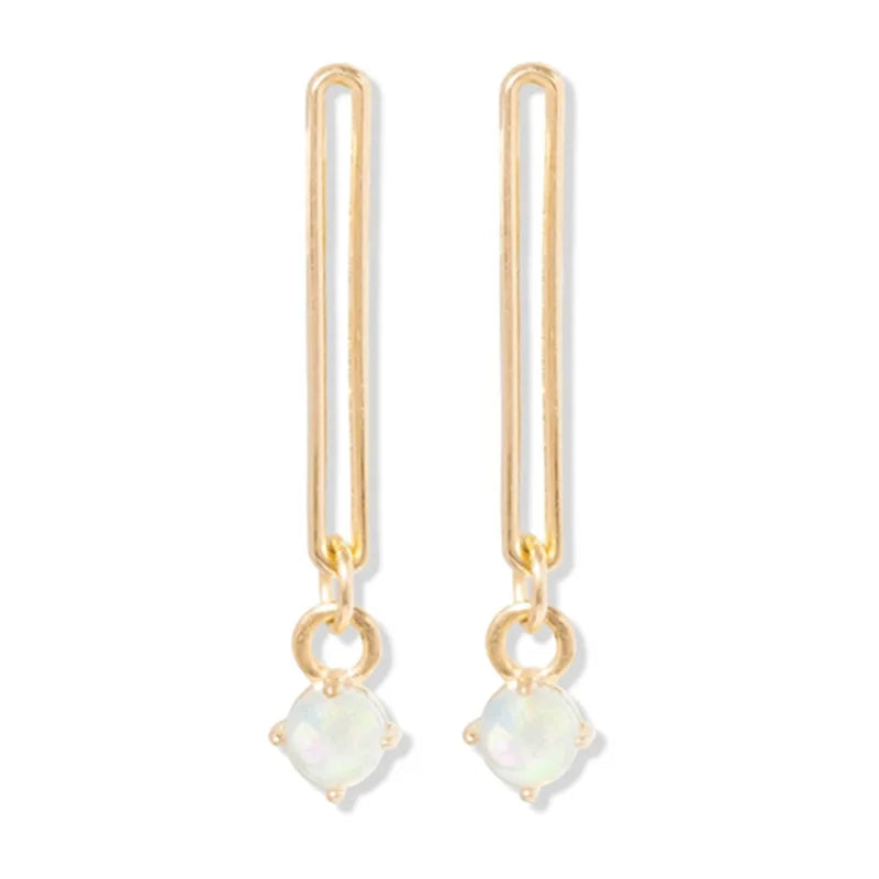 Opal Stone Dangle Earrings 925 Silver Tassel Drop Earrings Gothic Jewelry