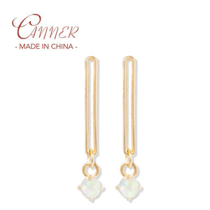 Opal Stone Dangle Earrings 925 Silver Tassel Drop Earrings Gothic Jewelry
