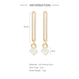 Opal Stone Dangle Earrings 925 Silver Tassel Drop Earrings Gothic Jewelry