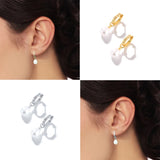 Pearl 925 Silver Earrings Drop Huggie Pendientes Con Perlas