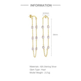 925 Silver Pearl Drop Earrings Pendientes Con Perlas