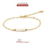 Initial Charm Pearl Bracelet Silver 925 Sterling Women Fine Jewelry