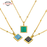 925 Silver Agate Turquoise Malachite Pendant Necklace Women