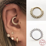 925 Sterling Silver Zircon Stud Earrings Cartilage Piercing