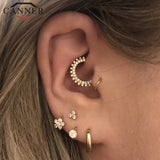 925 Sterling Silver Zircon Stud Earrings Cartilage Piercing