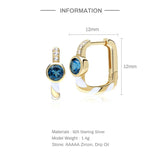 925 Silver U-shaped Circle Earrings Colorful Zircon Hoop Jewelry