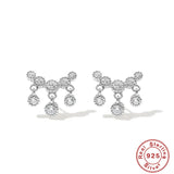 Zircon Stud Earrings 925 Silver Crystal Dangle Tassel Earrings Wedding Jewelry