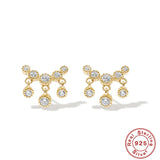Zircon Stud Earrings 925 Silver Crystal Dangle Tassel Earrings Wedding Jewelry