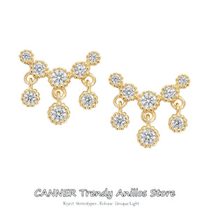 Zircon Stud Earrings 925 Silver Crystal Dangle Tassel Earrings Wedding Jewelry