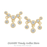 Zircon Stud Earrings 925 Silver Crystal Dangle Tassel Earrings Wedding Jewelry
