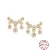 Zircon Stud Earrings 925 Silver Crystal Dangle Tassel Earrings Wedding Jewelry