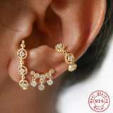 Zircon Stud Earrings 925 Silver Crystal Dangle Tassel Earrings Wedding Jewelry