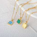 Malachite Tag Necklace 925 Sterling Silver Zircon Chain Wedding Jewelry