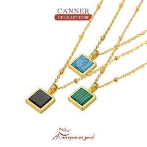 Malachite Tag Necklace 925 Sterling Silver Zircon Chain Wedding Jewelry