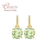 Zircon Dangle Earrings 925 Sterling Silver Square Crystal Drop Earrings