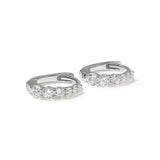 Glossy Mini Crystal 925 Silver Hoop Earrings for Women