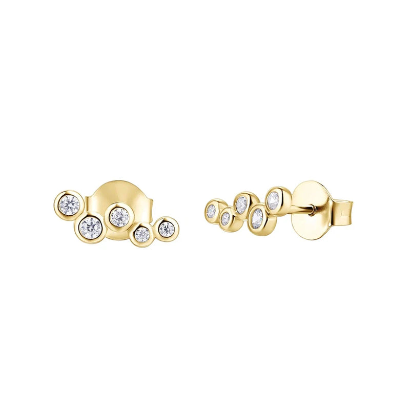 Crystal 925 Sterling Silver Stud Earring for Women Cartilage Fine Jewelry