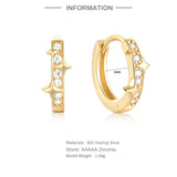 925 Silver Mini Star Hoop Earrings Zirconia