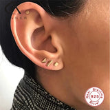 925 Silver Mini Star Triangle Stud Earrings for Women