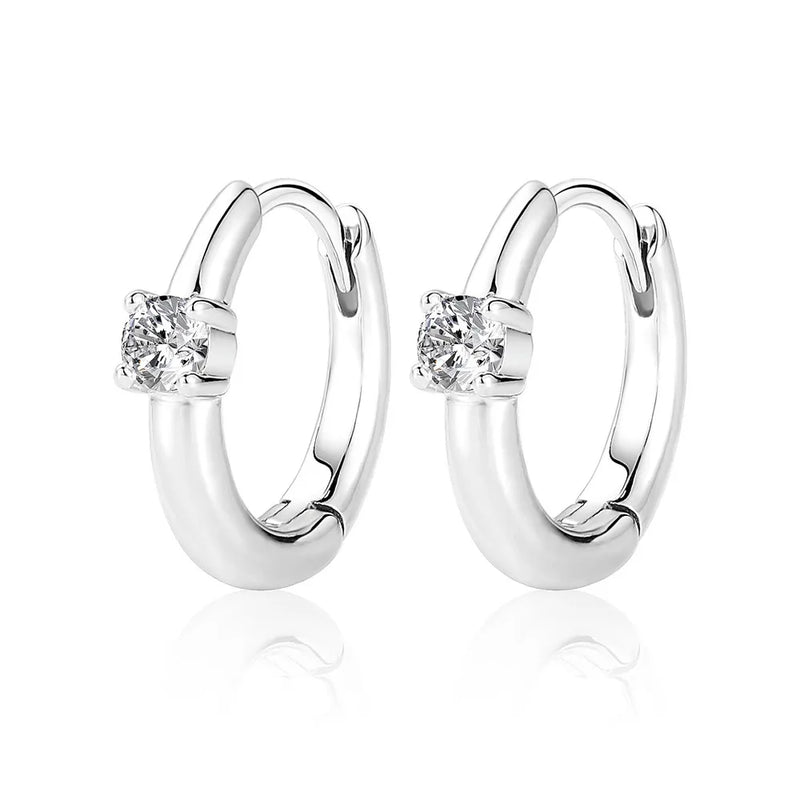 Minimalist 0.2CT Moissanite Earring 925 Sterling Silver Bling Hoop Jewelry