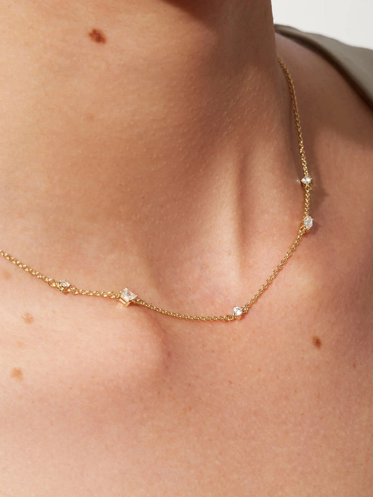 925 Silver Choker Chain Necklace Cubic Zirconia Wedding Jewelry