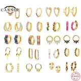 925 Silver Hoop Earrings CZ Huggie Female Jewelry