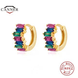 925 Silver Hoop Earrings CZ Huggie Female Jewelry