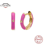 925 Silver Hoop Earrings CZ Huggie Female Jewelry