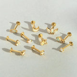 925 Silver Opal Cartilage Stud Earrings for Women
