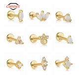 925 Silver Opal Cartilage Stud Earrings for Women