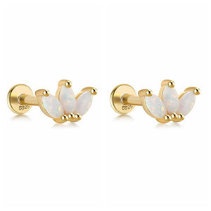 925 Silver Opal Cartilage Stud Earrings for Women