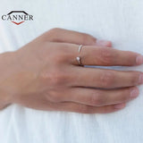 Zircon Crystal 925 Silver Wedding Rings for Women Men