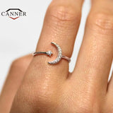 Zircon Star Moon 925 Silver Wedding Rings Men Women Jewelry Anillos