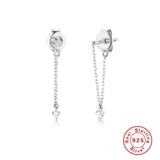 925 Silver Claw Zircon Tassel Earrings