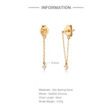 925 Silver Claw Zircon Tassel Earrings