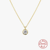 Minimalist 925 Silver Crystal Pendant Necklace for Women