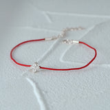 Minimalist Flower Zircon Red Rope S925 Silver Lady'S Bracelet