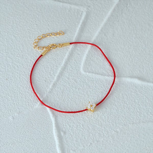 Minimalist Flower Zircon Red Rope S925 Silver Lady'S Bracelet