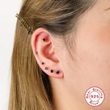 18K Plate Green Zircon 925 Silver Stud Earrings For Women 6PCS