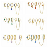 Green Zircon Hoop Earrings 18K Plated Wedding Jewerly 4pcs/set