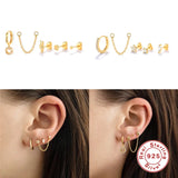 Multi-size Stud Earring 925 Sterling Silver Piercing Aretes for Women