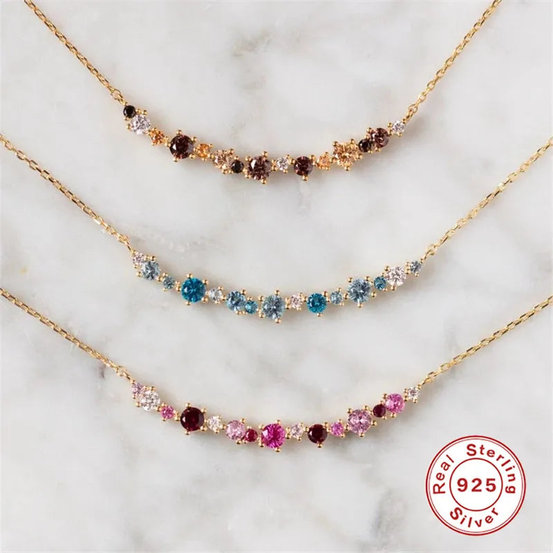 Multicolor Birthstone Mini Necklace Pendant Chain 18K Choker